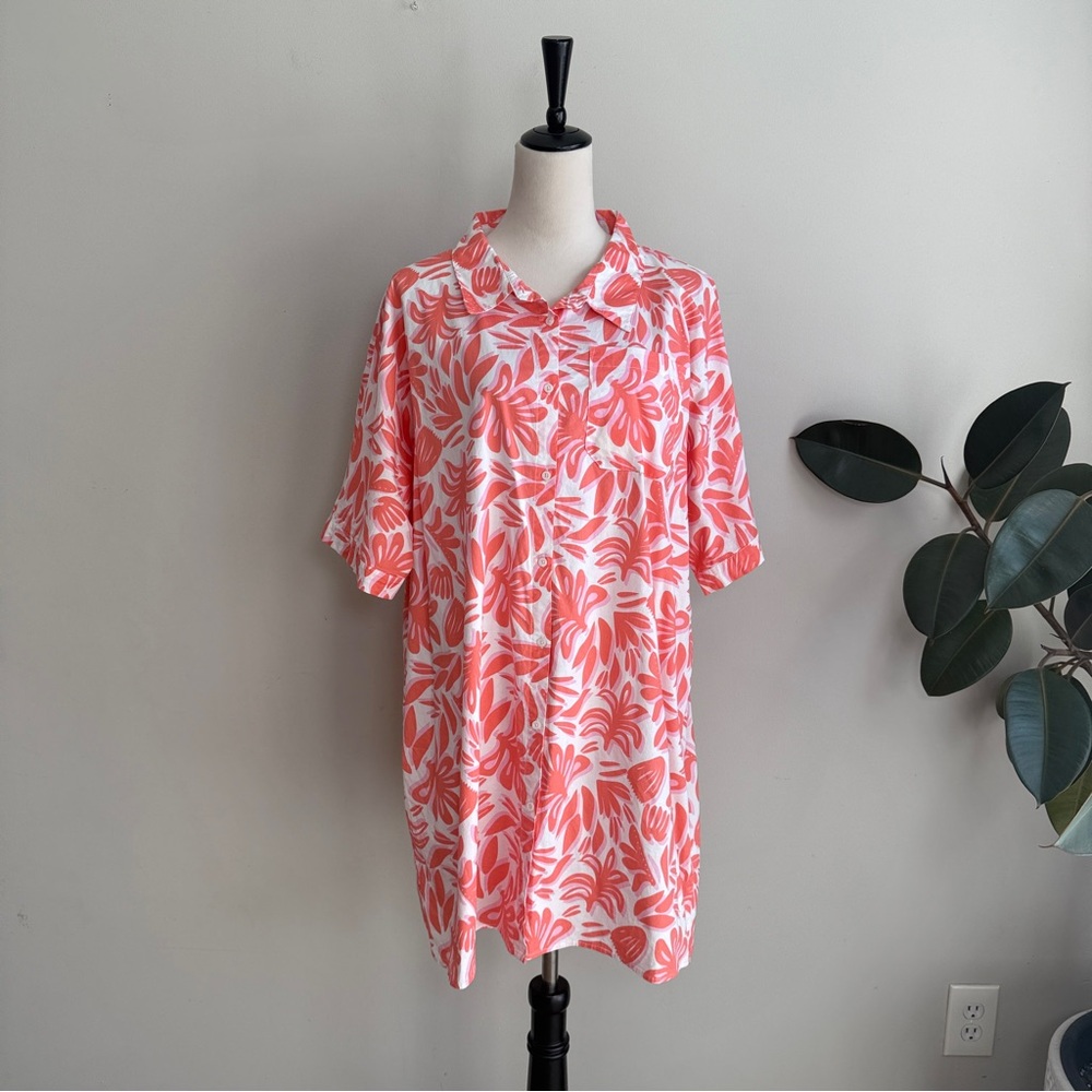 MICHELLE MCDOWELL Dani Shirt Dress In Spring It On Coral XL - Picture 4 of 9